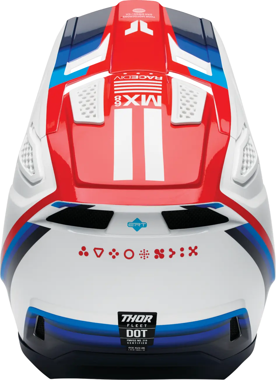Casco THOR Fleet Defy Blanco Rojo Azul