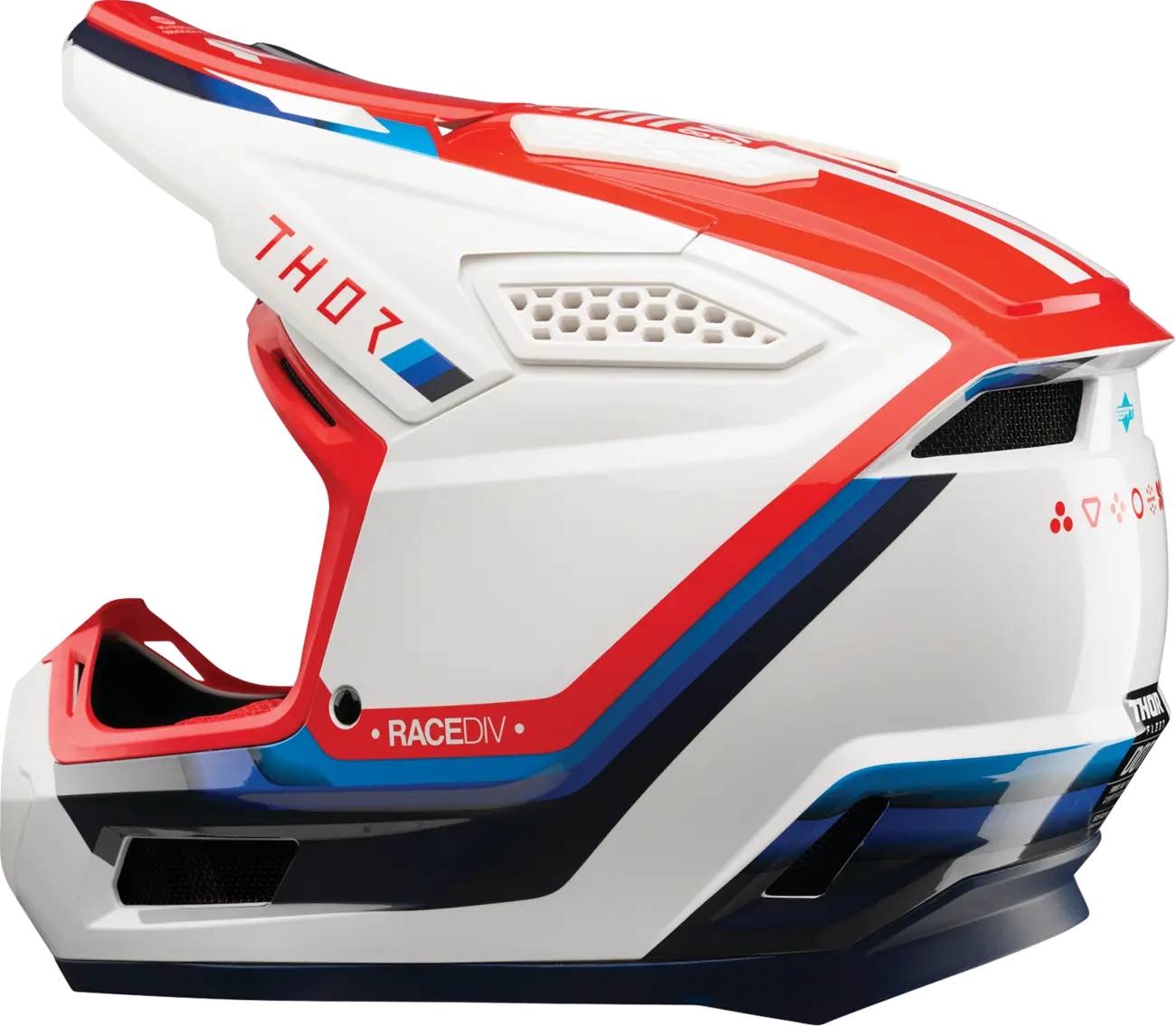 Casco THOR Fleet Defy Blanco Rojo Azul